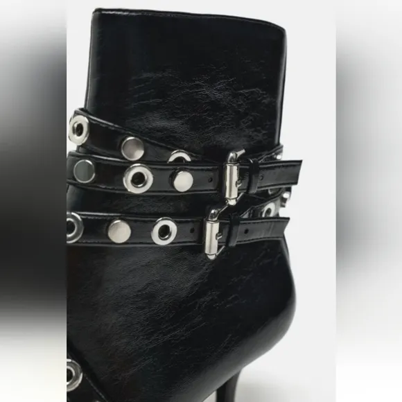 Zara Metal Trim Heeled Booties