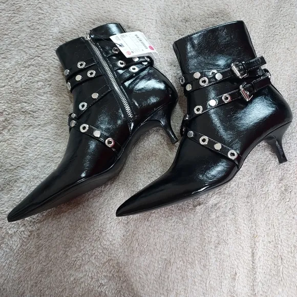 Zara Metal Trim Heeled Booties