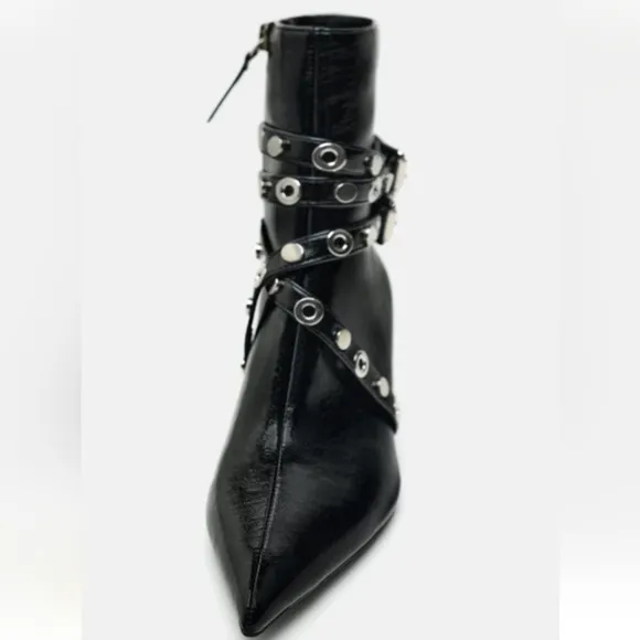 Zara Metal Trim Heeled Booties