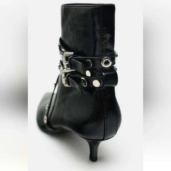 Zara Metal Trim Heeled Booties