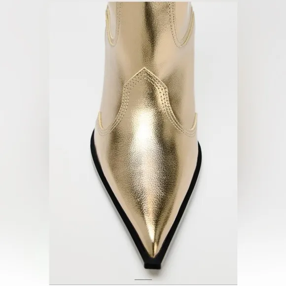 ZARA METALLIC EFFECT HEELED BOOTS