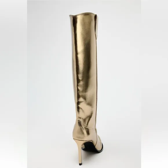 ZARA METALLIC EFFECT HEELED BOOTS