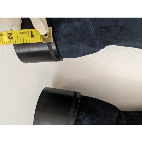 Zara Navy Stretch Fitted Flat Leather Suede Over The Knee Boots Women's Size 5