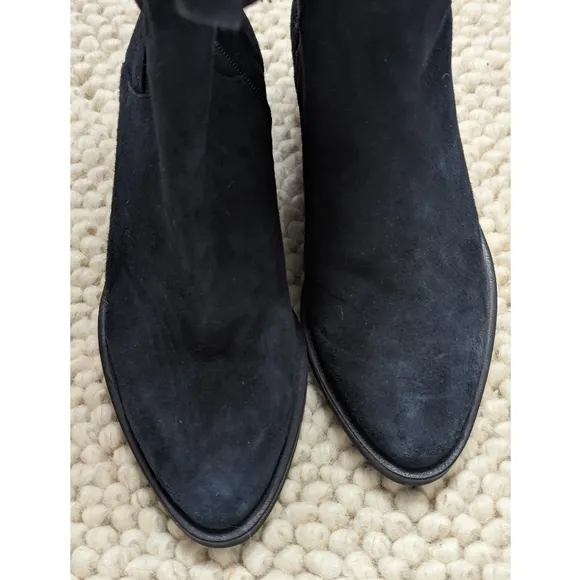 Zara Navy Stretch Fitted Flat Leather Suede Over The Knee Boots Women's Size 5