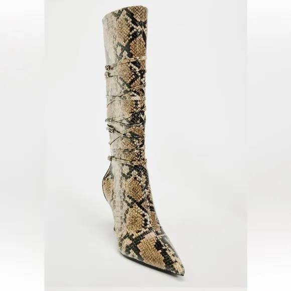 Zara NWT heeled animal print boots