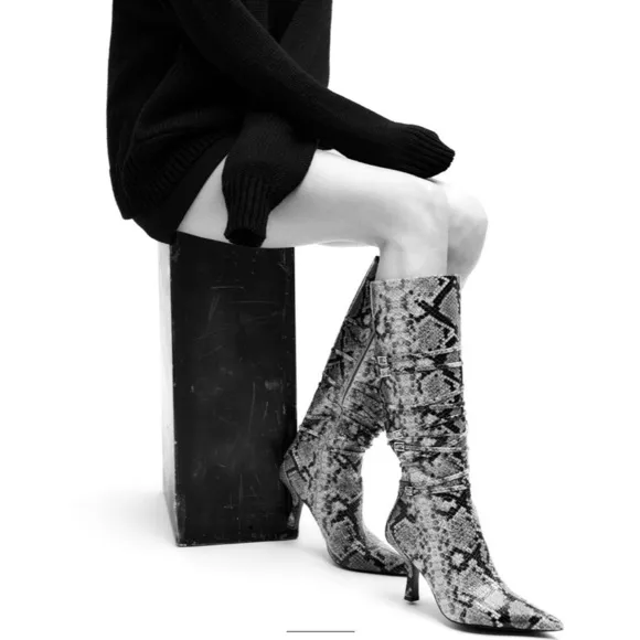 Zara NWT heeled animal print boots
