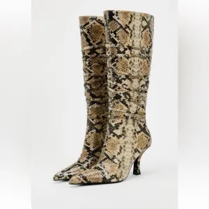 Zara NWT heeled animal print boots