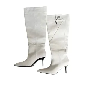 Zara NWT knee-high heeled denim boots size-6