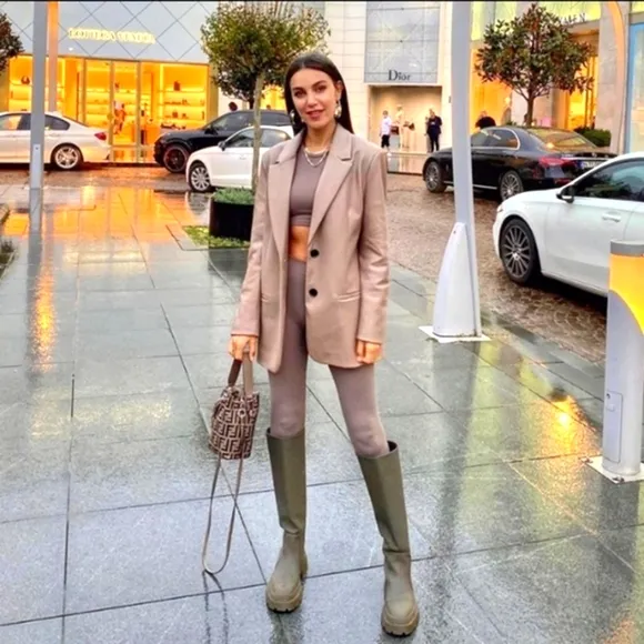 ZARA NWT RUBBERISED FLAT BOOTS TALL Blogger's FAVORITE/ TRENDY