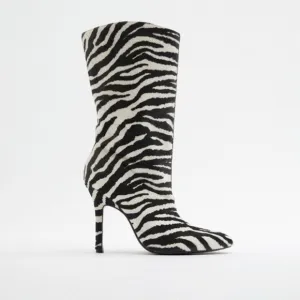 Zara NWT zebra leather heeled booties