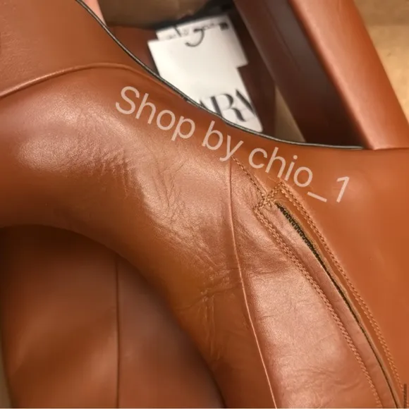 ZARA PLATFORM LEATHER BOOTS Heeled knee high Bloggers favorite