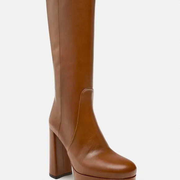 ZARA PLATFORM LEATHER BOOTS Heeled knee high Bloggers favorite
