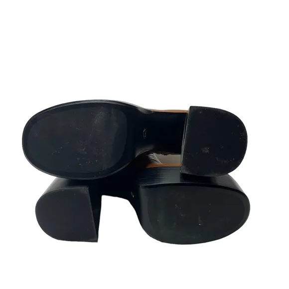 Zara | Platform Leather Heeled Ankle Boots in Brown 40