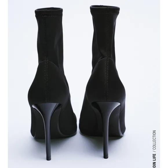 Zara pointed fabric heeled ankle boots
