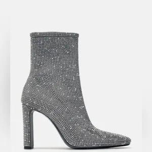 ZARA RHINESTONE HEELED ANKLE BOOTS new without tags