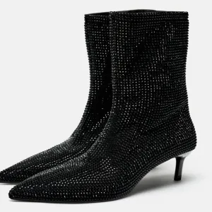 Zara rhinestone heeled ankle boots