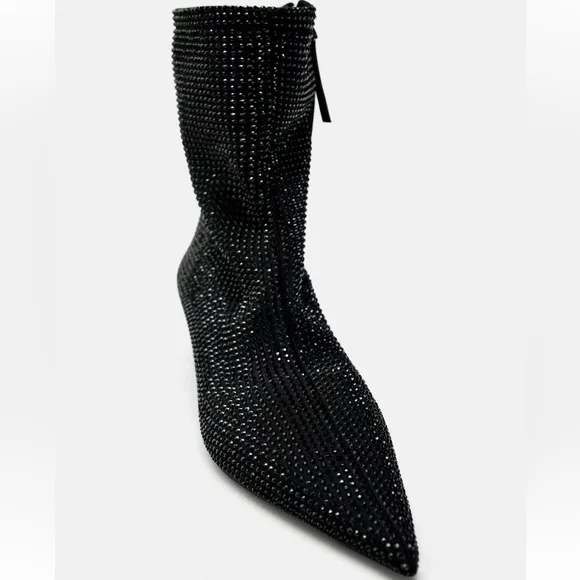 Zara rhinestone heeled ankle boots