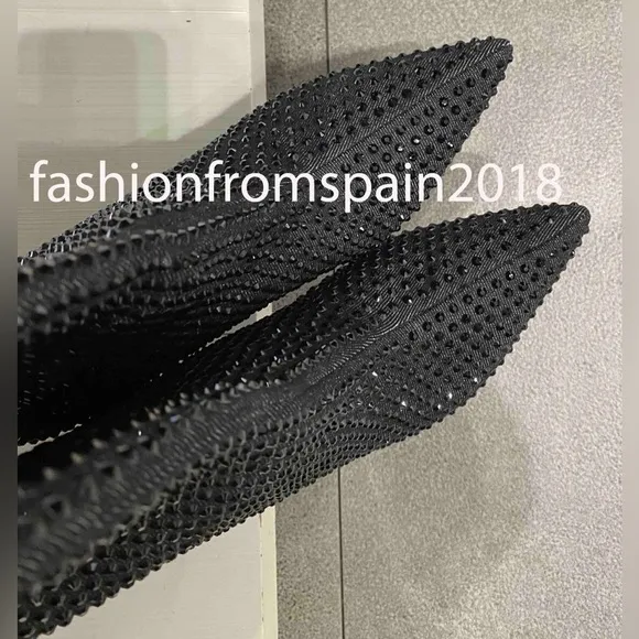 ZARA Rhinestone heeled denim boots 3081/310