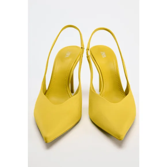 Zara Satin effect heeled slingbacks Size 40 EU / 9 US