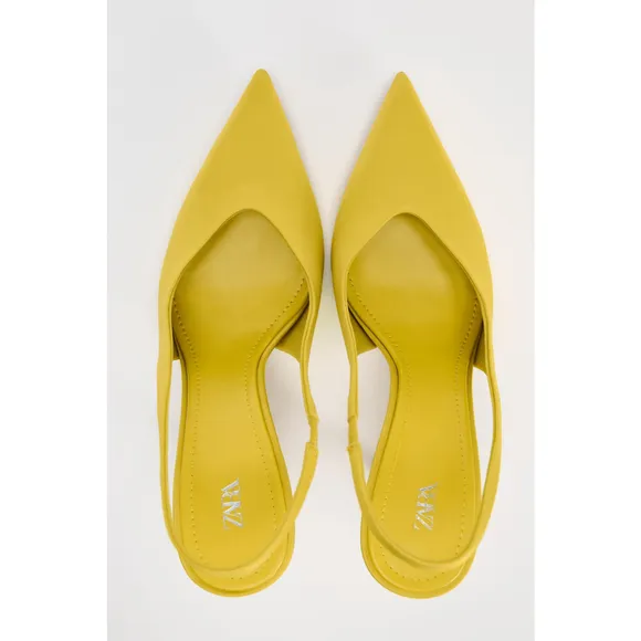 Zara Satin effect heeled slingbacks Size 40 EU / 9 US