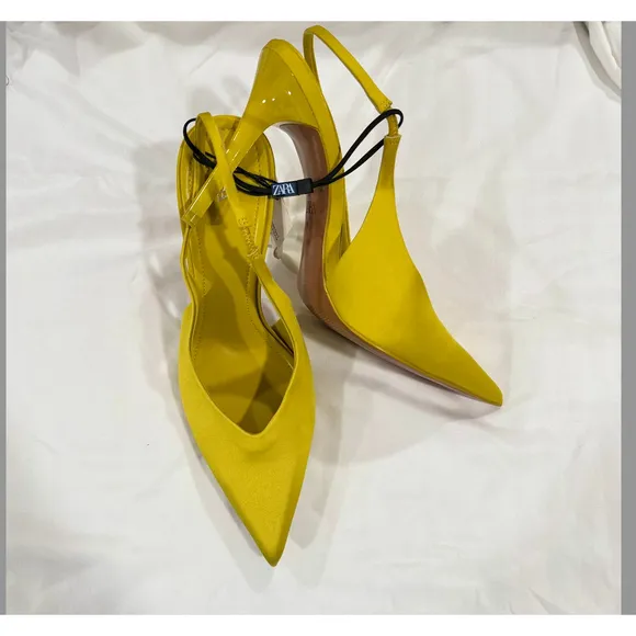 Zara Satin effect heeled slingbacks Size 40 EU / 9 US