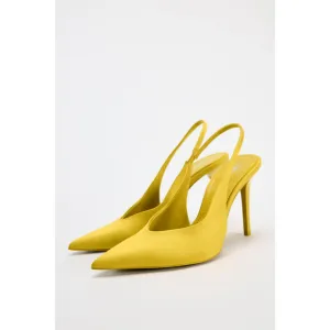 Zara Satin effect heeled slingbacks Size 40 EU / 9 US