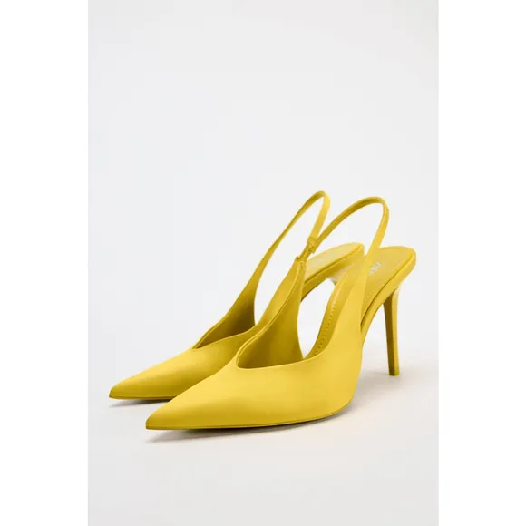 Zara Satin effect heeled slingbacks Size 40 EU / 9 US