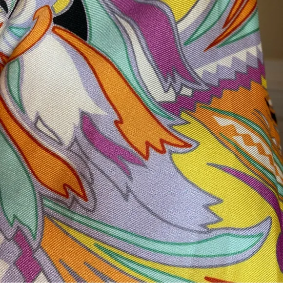 ZARA Scarf Paisley Print Satin Multicolor Purple Orange Kimono Wrap Jacket NWT