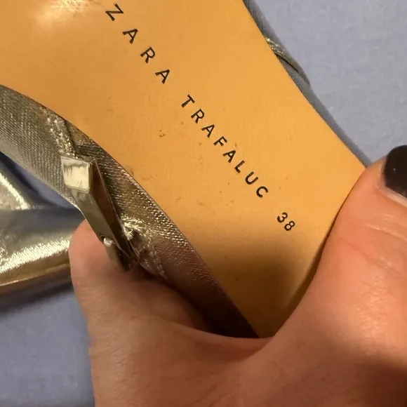 Zara Silver Heeled Boots with Pointed Toe