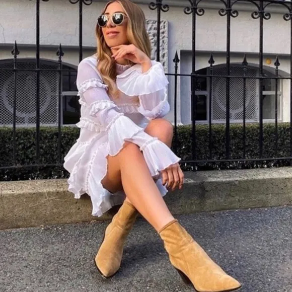 ZARA Soft Split Real Leather Heeled Ankle Boots