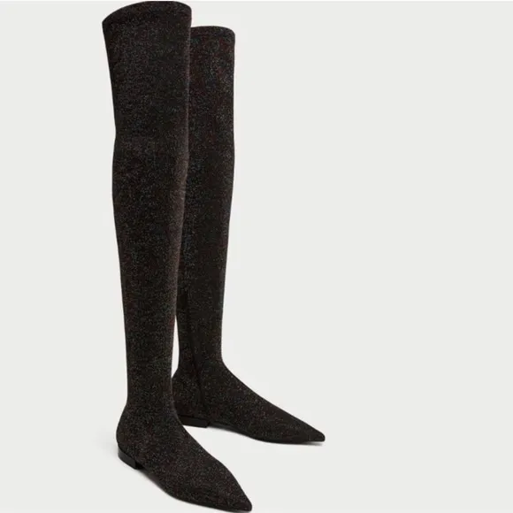 Zara Sparkly Over the Knee Boots
