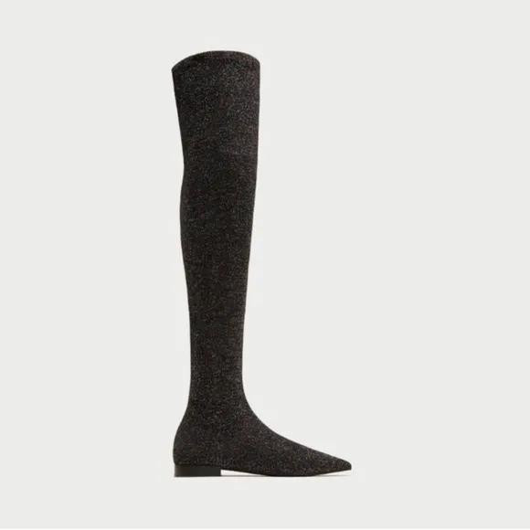 Zara Sparkly Over the Knee Boots