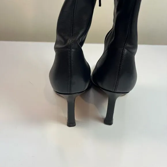 Zara Square Toe Over the Knee High Heeled Leather Boots EU 40 / US 9