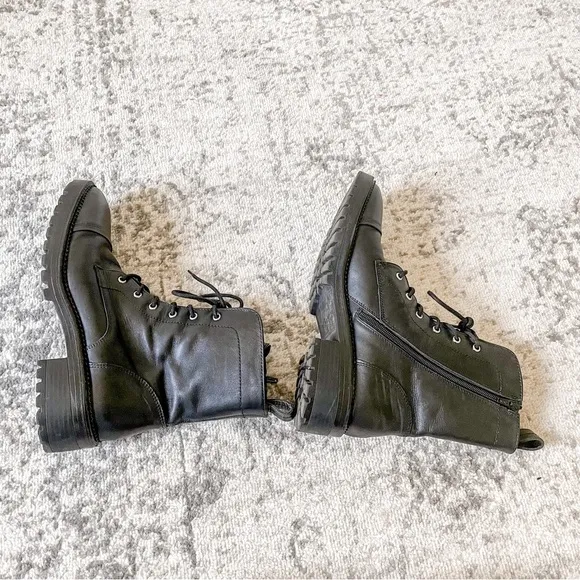 ZARA STUDDED LOW-HEELED LEATHER ANKLE BOOTS