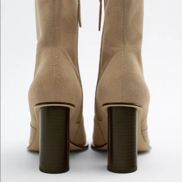 ZARA SUEDE HEELED ANKLE BOOTS