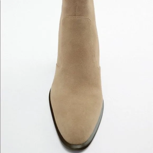 ZARA SUEDE HEELED ANKLE BOOTS