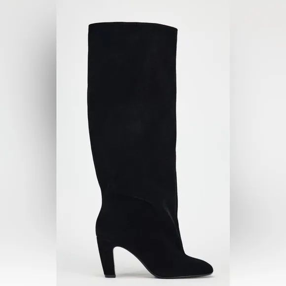 ZARA VELVET LOOK HEELED BOOTS