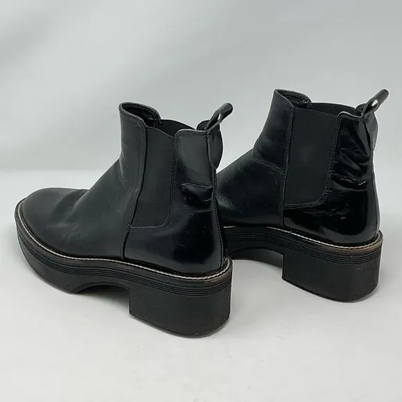 Zara Wide Heeled Ankle Boots Lug Soles Black