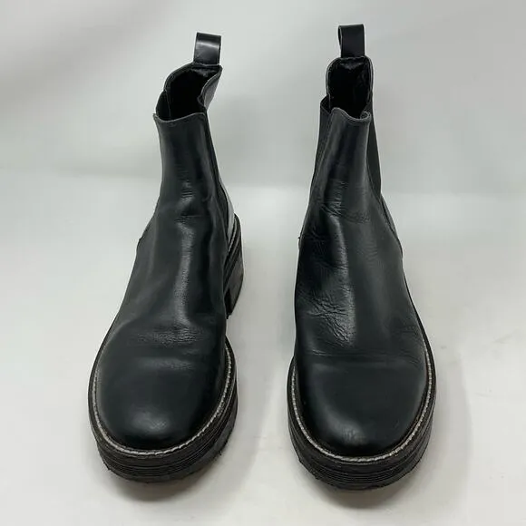 Zara Wide Heeled Ankle Boots Lug Soles Black