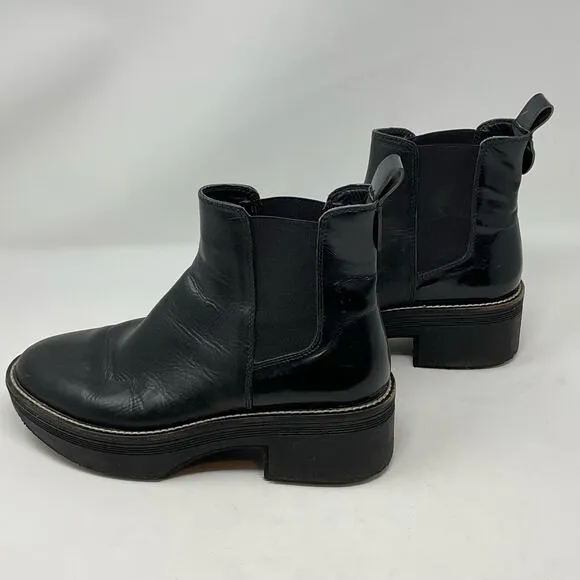 Zara Wide Heeled Ankle Boots Lug Soles Black