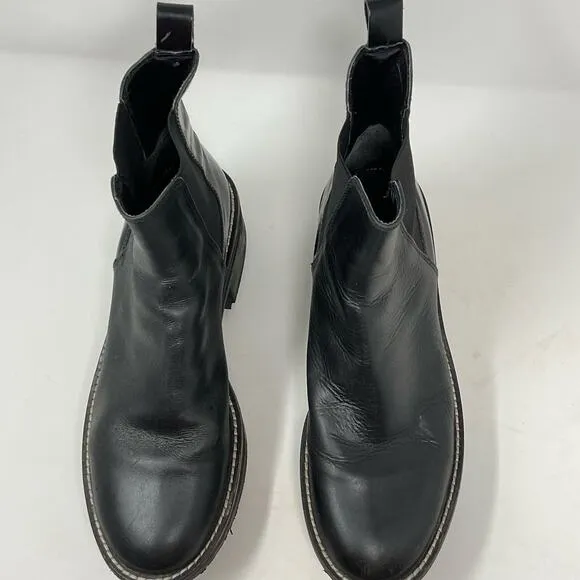 Zara Wide Heeled Ankle Boots Lug Soles Black
