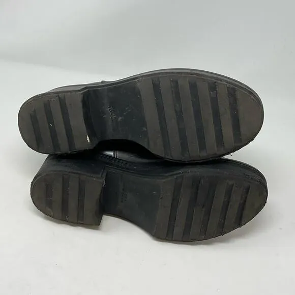 Zara Wide Heeled Ankle Boots Lug Soles Black
