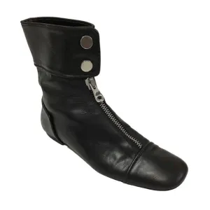 Zara Woman Black Studio Flat Ankle Zip Boots Size 39