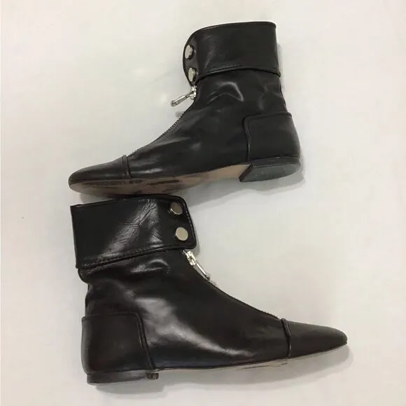 Zara Woman Black Studio Flat Ankle Zip Boots Size 39