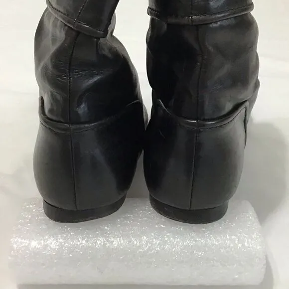 Zara Woman Black Studio Flat Ankle Zip Boots Size 39