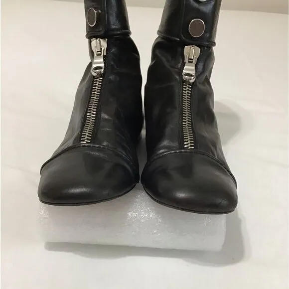 Zara Woman Black Studio Flat Ankle Zip Boots Size 39