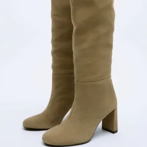 ZARA SPLIT SUEDE HEELED BOOTS