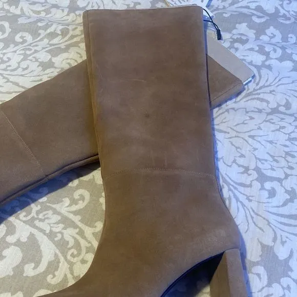 ZARA SPLIT SUEDE HEELED BOOTS