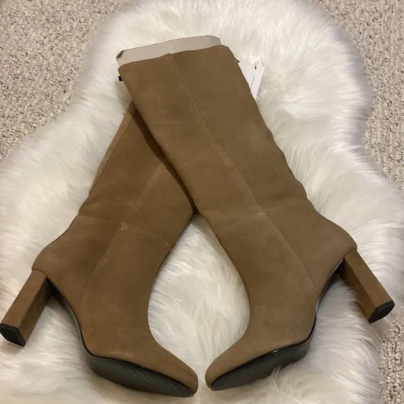 ZARA SPLIT SUEDE HEELED BOOTS