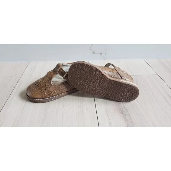 Zimmerman T Strap Shoes Baby Girls 6 Starry Knight Flora Brown Leather Hard Sole